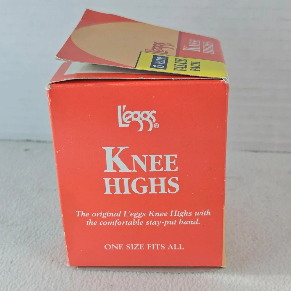 VTG Leggs Knee Highs 6 Pair Value Pack Suntan One Size‎ Sheer Toe Improved